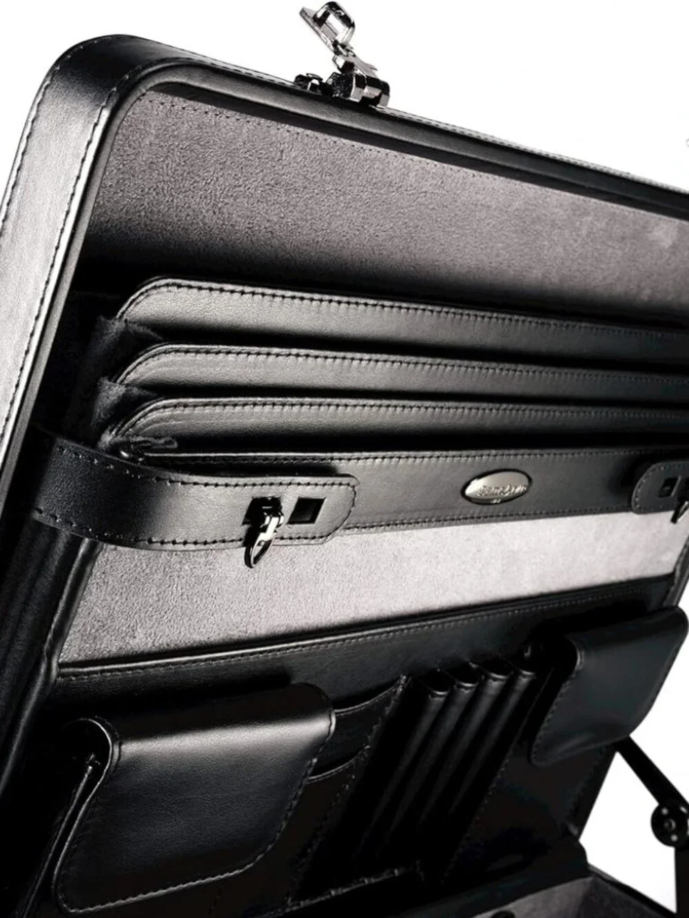 Samsonite Expandable Leather Attache Briefcase Black NIB Combination Locks